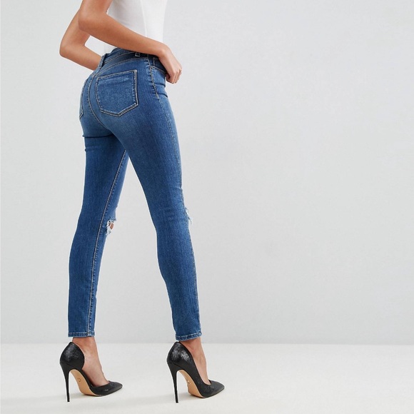 ASOS Ridley High Waist Skinny Jeans with Rips - Picture 4 of 9